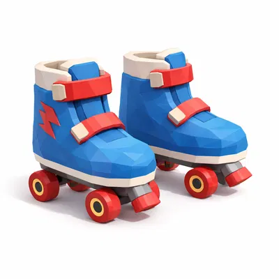 Mô hình giày trượt patin Low Poly phong cách Retro trang trí bàn