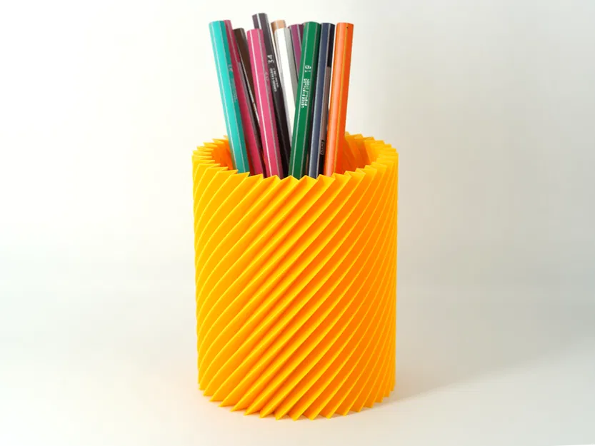 Ống cắm bút xoắn gân – Hộp đựng đồ để bàn in bằng Vase Mode - Image 1