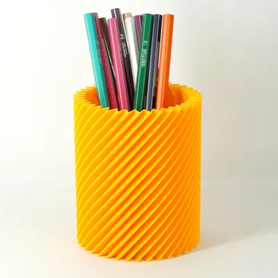 Ống cắm bút xoắn gân – Hộp đựng đồ để bàn in bằng Vase Mode