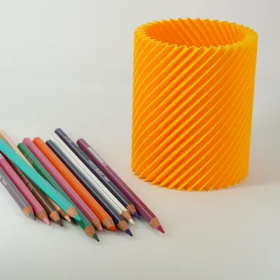 Ống cắm bút xoắn gân – Hộp đựng đồ để bàn in bằng Vase Mode