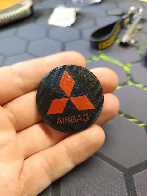 Nắp chụp vô lăng Mitsubishi - Logo túi khí (In 2 màu) 44mm - Image 3