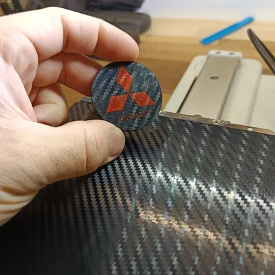 Nắp chụp vô lăng Mitsubishi - Logo túi khí (In 2 màu) 44mm