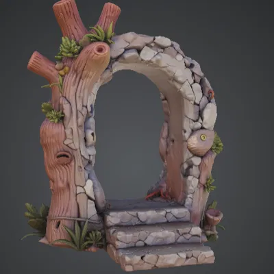 Mô hình 3D tàn tích cổng đá cổ (Old Portal Ruin) cho trò chơi D&D