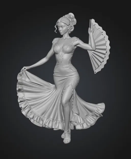 Mô hình 3D Nữ vũ công Flamenco quyến rũ (Red Fan Flamenco) - Image 1