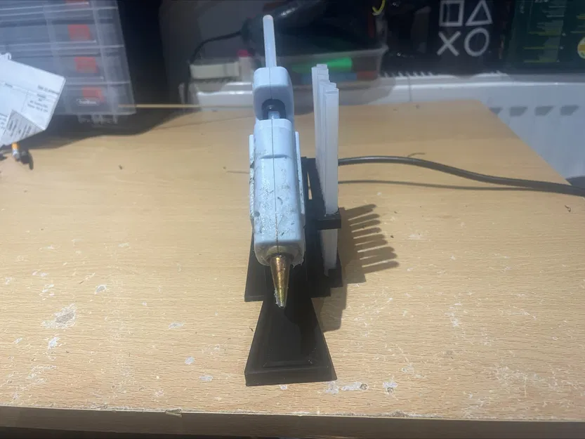 Đế giữ súng bắn keo có khay hứng và ngăn đựng keo nến - Phụ kiện workshop STL - Image 2