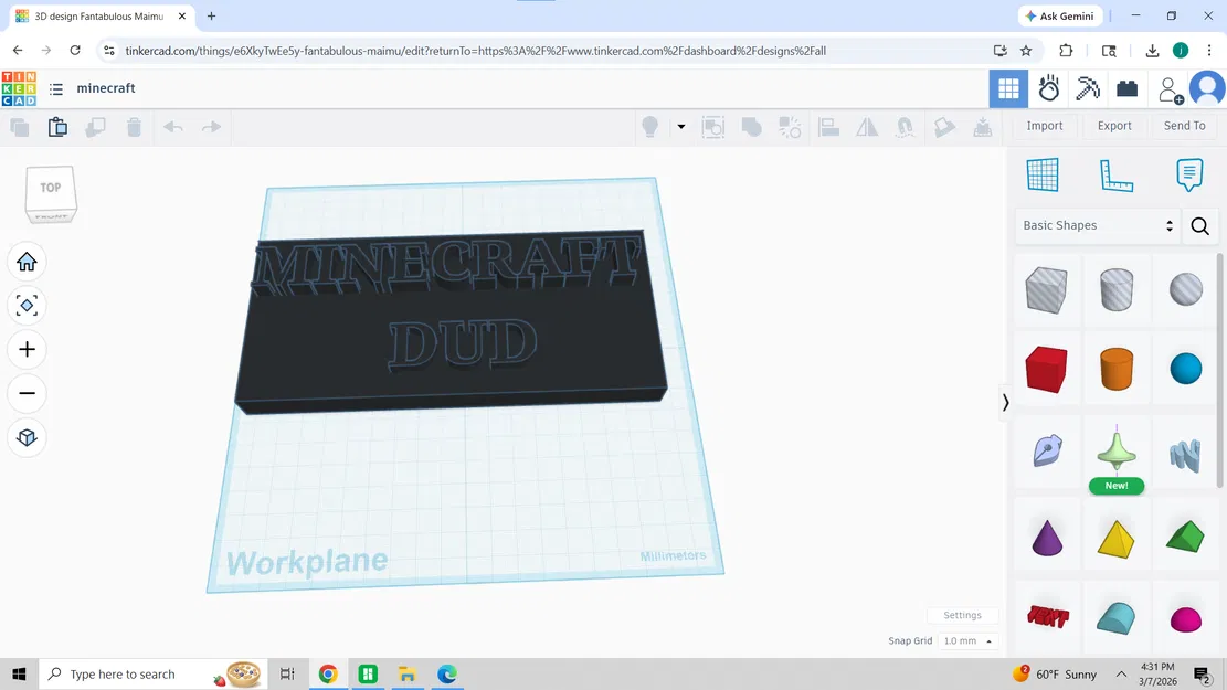 Mô hình trang trí Minecraft Dud 3D - Bảng tên độc đáo cho game thủ - Image 1