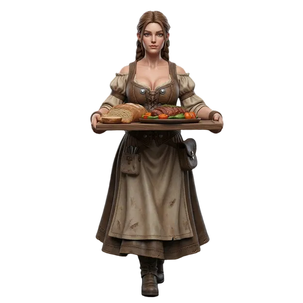 Mô hình Dwarf Waitress in 3D cho trò chơi Tabletop và RPG - Image 1