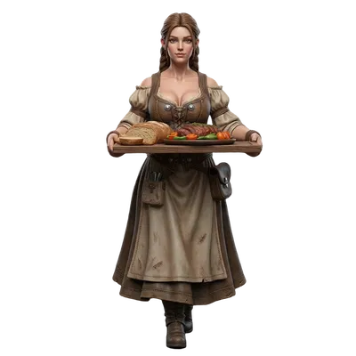 Mô hình Dwarf Waitress in 3D cho trò chơi Tabletop và RPG