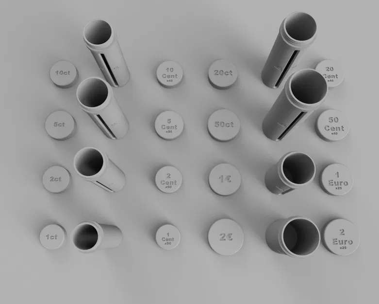 Bộ ống đựng tiền xu Euro kèm nắp vặn tái sử dụng - Image 1