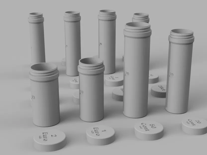 Bộ ống đựng tiền xu Euro kèm nắp vặn tái sử dụng - Image 2