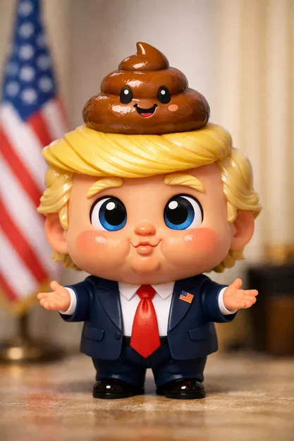 Mô hình 3D vui nhộn Trump Poop Head độc đáo cho bàn làm việc - Image 1