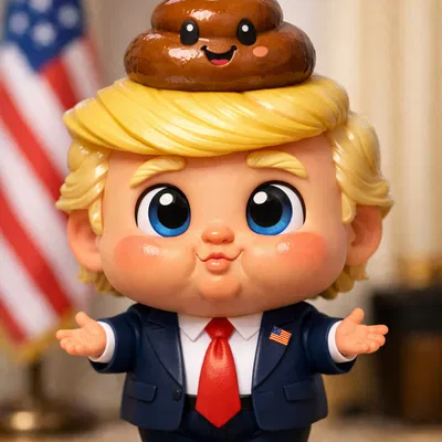 Mô hình 3D vui nhộn Trump Poop Head độc đáo cho bàn làm việc