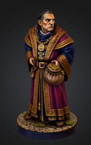 Mô hình ông chủ ngân hàng thời trung cổ 28mm (Stingy Banker) cho D&D - Image 1
