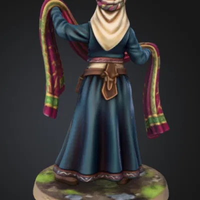 Mô hình 3D cô thương nhân bán vải - NPC cho game Dungeons & Dragons