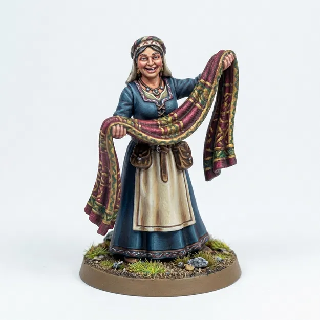 Mô hình 3D cô thương nhân bán vải - NPC cho game Dungeons & Dragons - Image 3
