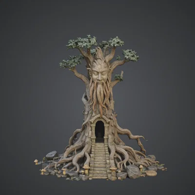 Nhà Cây Ent Cổ Đại – Đền Thờ Vệ Thần Cây Fantasy