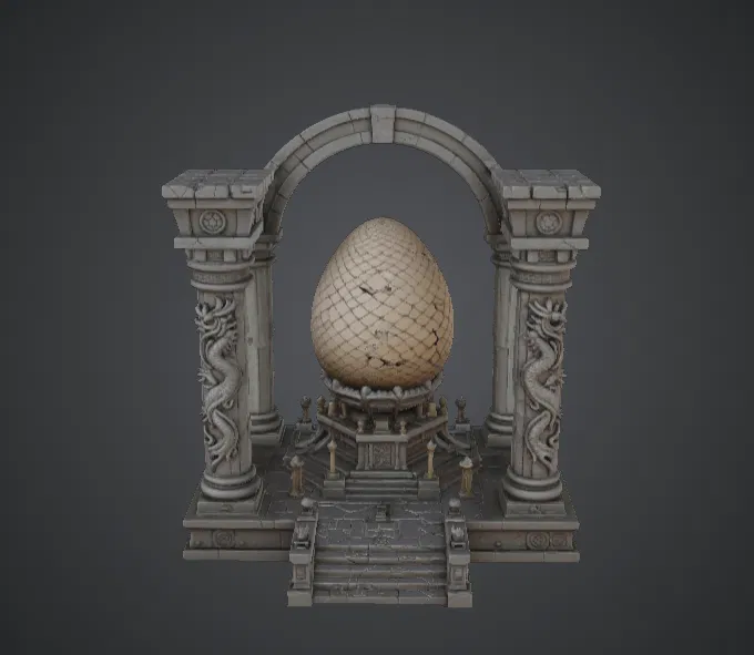 Dragon Egg Temple Shrine – Tượng đài Trứng Rồng Fantasy - Image 1