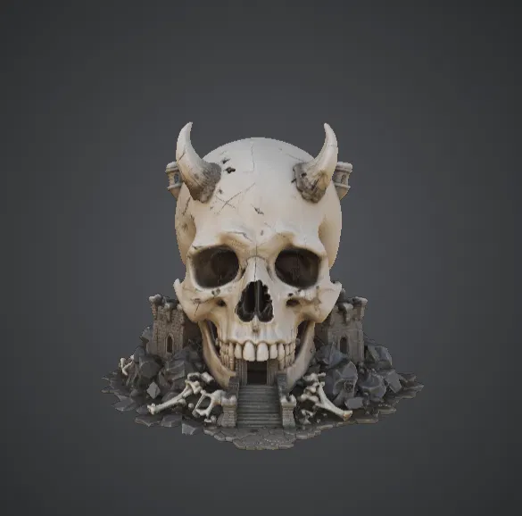 Cổng Pháo Đài Đầu Lâu Quỷ Dữ – Lối Vào Hầm Ngục Đầu Lâu Có Sừng Khổng Lồ - Image 1