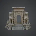 Mô hình Cổng Đền Cổ với Sư Tử Đá - Thumbnail 1