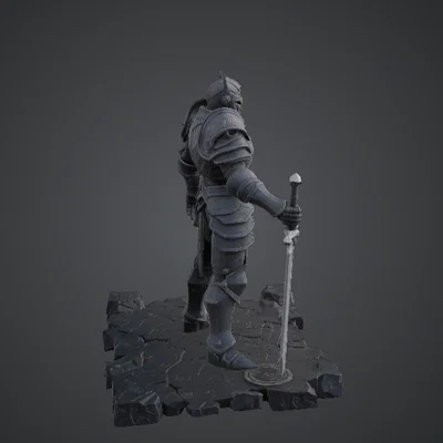 Tượng Chiến Binh Hiệp Sĩ Giáp Sắt – Mô hình Hiệp sĩ giả tưởng thời trung cổ cầm kiếm