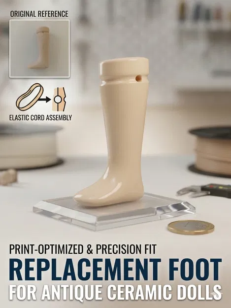 Búp bê gốm cổ - Chân thay thế độ chính xác cao (Linh kiện phục chế) - Image 1