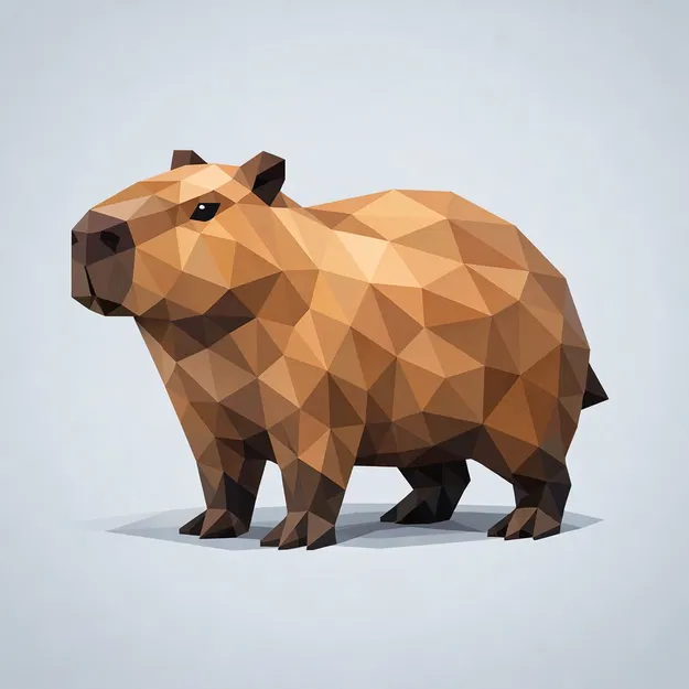 Mô hình 3D Capybara phong cách Low Poly nghệ thuật - Image 1