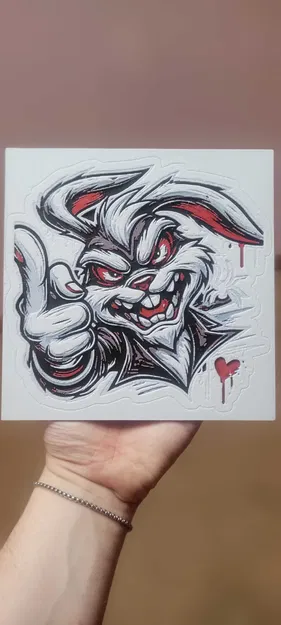 Savage Bunny - Mô hình tranh HueForge phong cách graffiti cực chất - Image 1