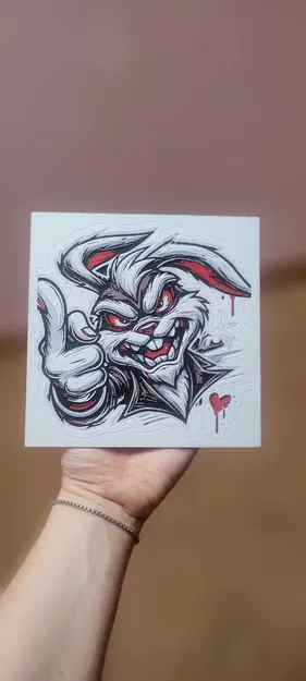 Savage Bunny - Mô hình tranh HueForge phong cách graffiti cực chất - Image 2