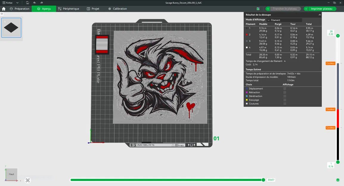 Savage Bunny - Mô hình tranh HueForge phong cách graffiti cực chất - Image 3
