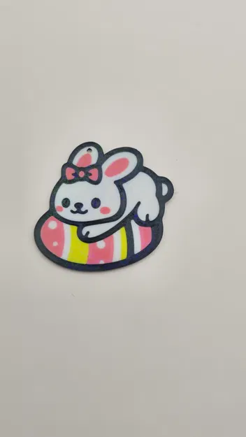 Móc khóa chú thỏ Phục sinh nằm trên trứng xinh xắn - Image 1