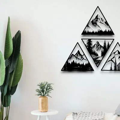 Tranh treo tường hình tam giác - Trang trí không gian sống phong cách tối giản
