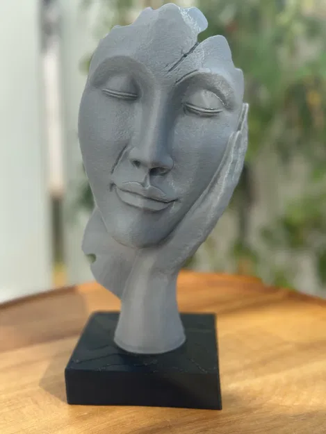 Tượng điêu khắc khuôn mặt tối giản kết hợp khay để đồ 3D - Image 1