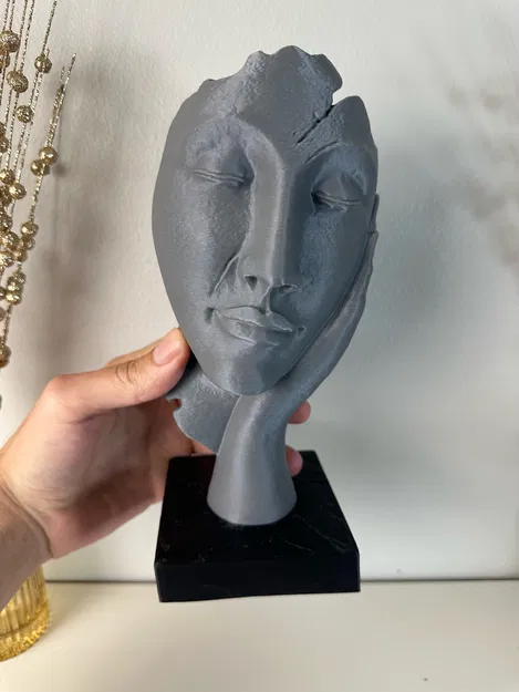 Tượng điêu khắc khuôn mặt tối giản kết hợp khay để đồ 3D - Image 2