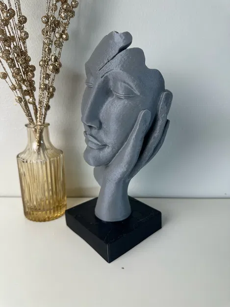 Tượng điêu khắc khuôn mặt tối giản kết hợp khay để đồ 3D - Image 5