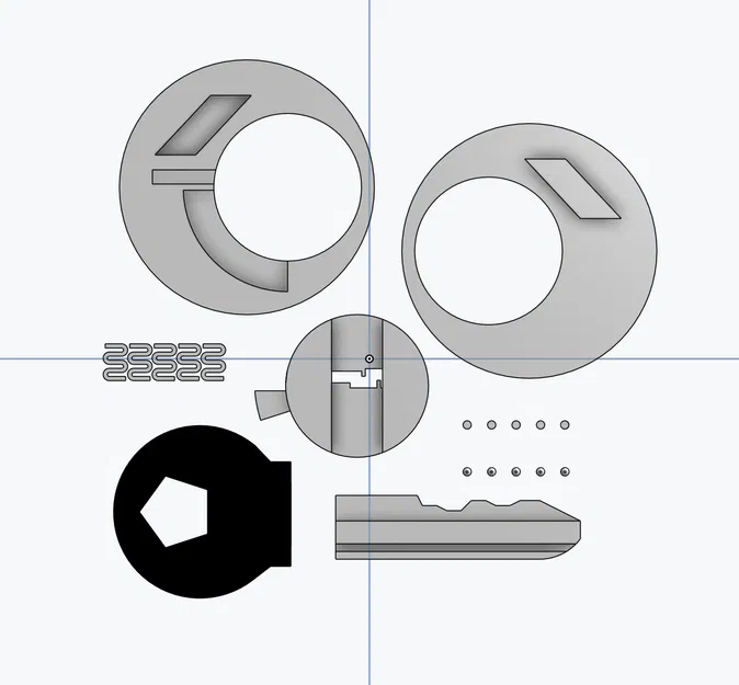 Mô hình 3D Ổ Khóa Pin Tumbler và Chìa Khóa (Dành cho giáo dục) - Image 2