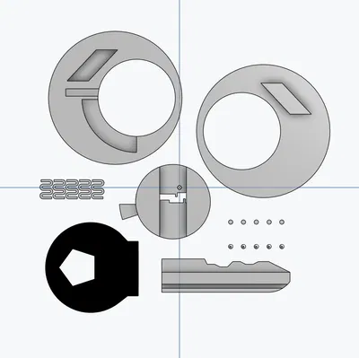 Mô hình 3D Ổ Khóa Pin Tumbler và Chìa Khóa (Dành cho giáo dục)
