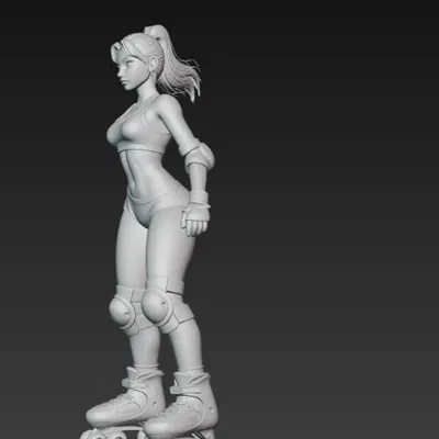 Mô hình 3D nữ vận động viên trượt patin năng động