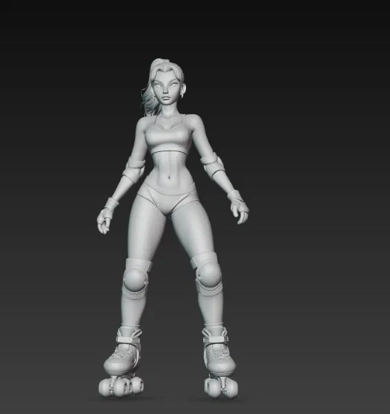 Mô hình 3D nữ vận động viên trượt patin năng động - Image 3