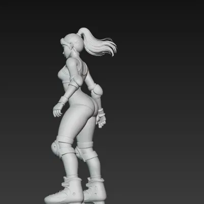 Mô hình 3D nữ vận động viên trượt patin năng động