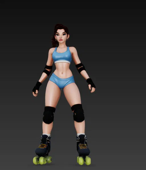 Mô hình 3D nữ vận động viên trượt patin năng động - Image 5