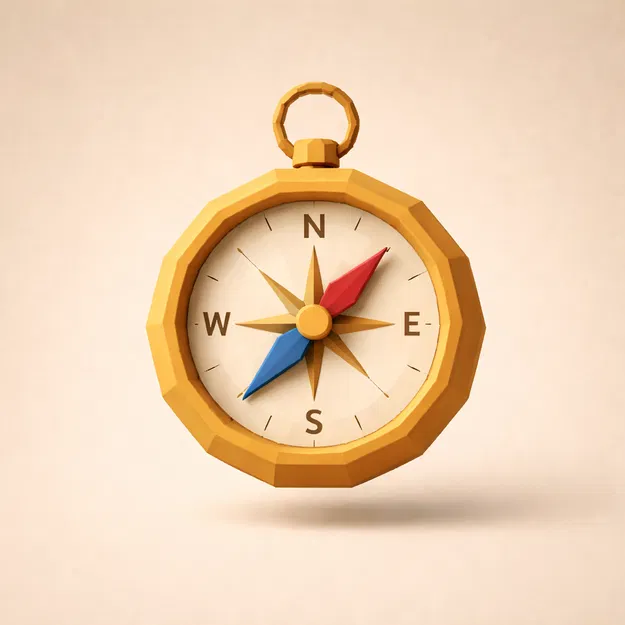 Mô hình la bàn Low Poly: Đồ trang trí in 3D phong cách cổ điển - Image 1