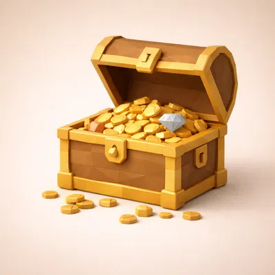 Mô hình rương kho báu Low Poly - Vật phẩm trang trí 3D độc đáo