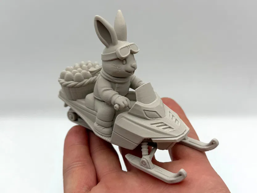 Mô hình chú thỏ Phục sinh lái xe trượt tuyết (Easter Bunny Snowmobile Rider) - Image 1