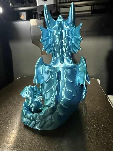 Ống cắm bút Rồng mẹ và Rồng con - Mô hình 3D trang trí bàn làm việc - Image 2