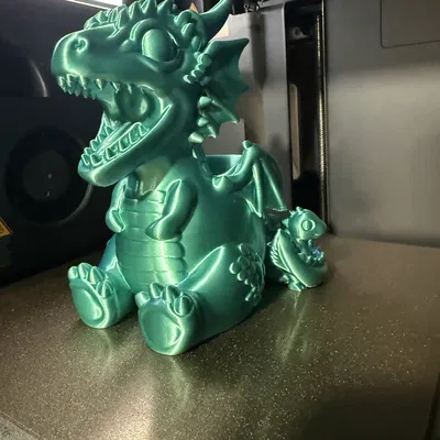 Ống cắm bút Rồng mẹ và Rồng con - Mô hình 3D trang trí bàn làm việc