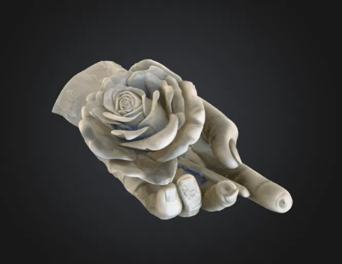 Bàn tay nâng đóa hồng – Mẫu điêu khắc biểu tượng đầy tinh tế - Image 1