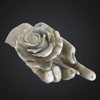 Bàn tay nâng đóa hồng – Mẫu điêu khắc biểu tượng đầy tinh tế