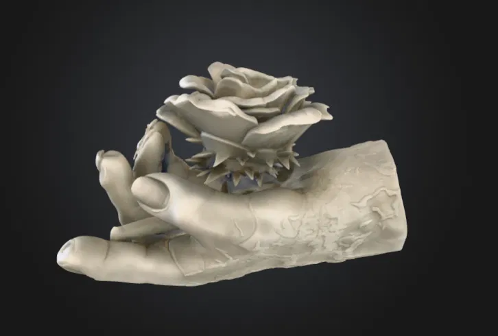 Bàn tay nâng đóa hồng – Mẫu điêu khắc biểu tượng đầy tinh tế - Image 3