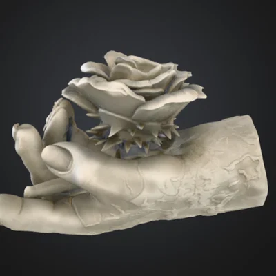 Bàn tay nâng đóa hồng – Mẫu điêu khắc biểu tượng đầy tinh tế