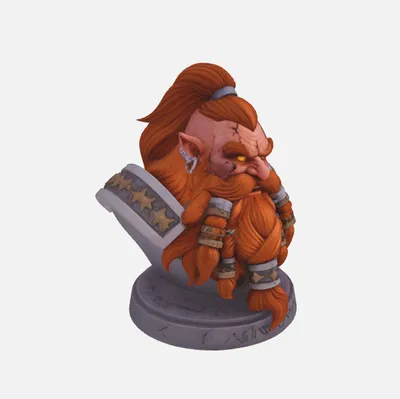 Mô hình tượng bán thân chiến binh lùn râu ấn tượng in 3D